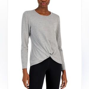 Id Ideology Gray Twist Front Long Sleeve Blouse - Size XXL